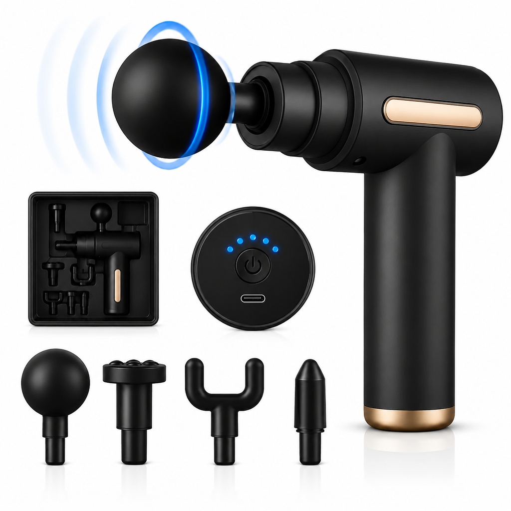 6-in-1 Multifunctional Electric Massage Gun – Deep Tissue Massage & Full Body Relaxation