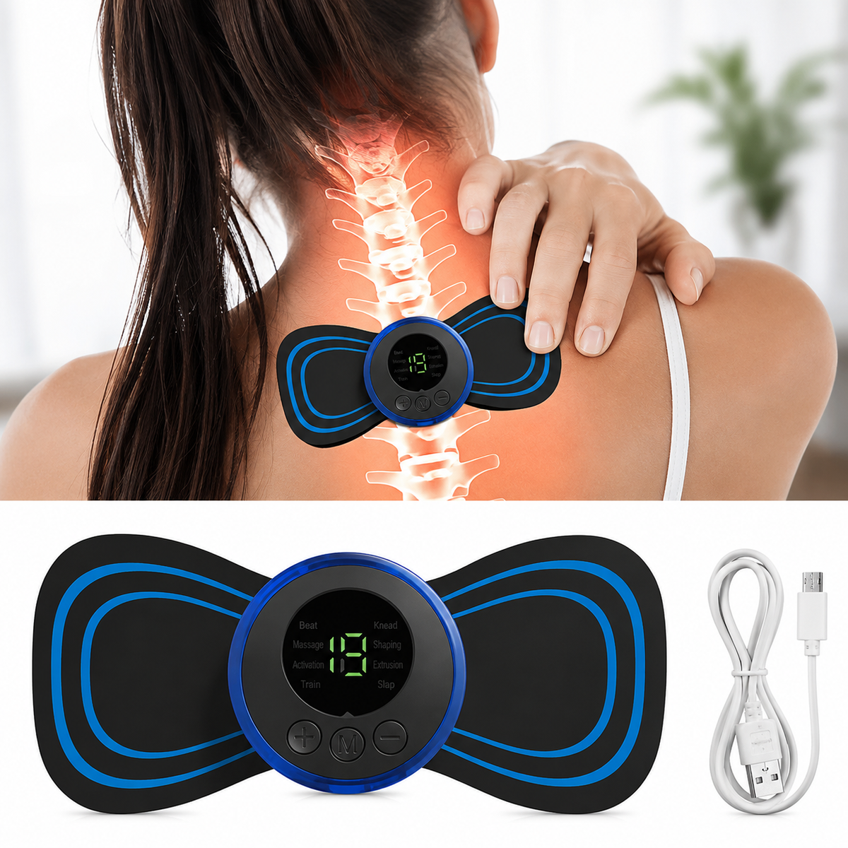 EMS Muscle Stimulator Neck Massager – Rechargeable Electric Body Massager