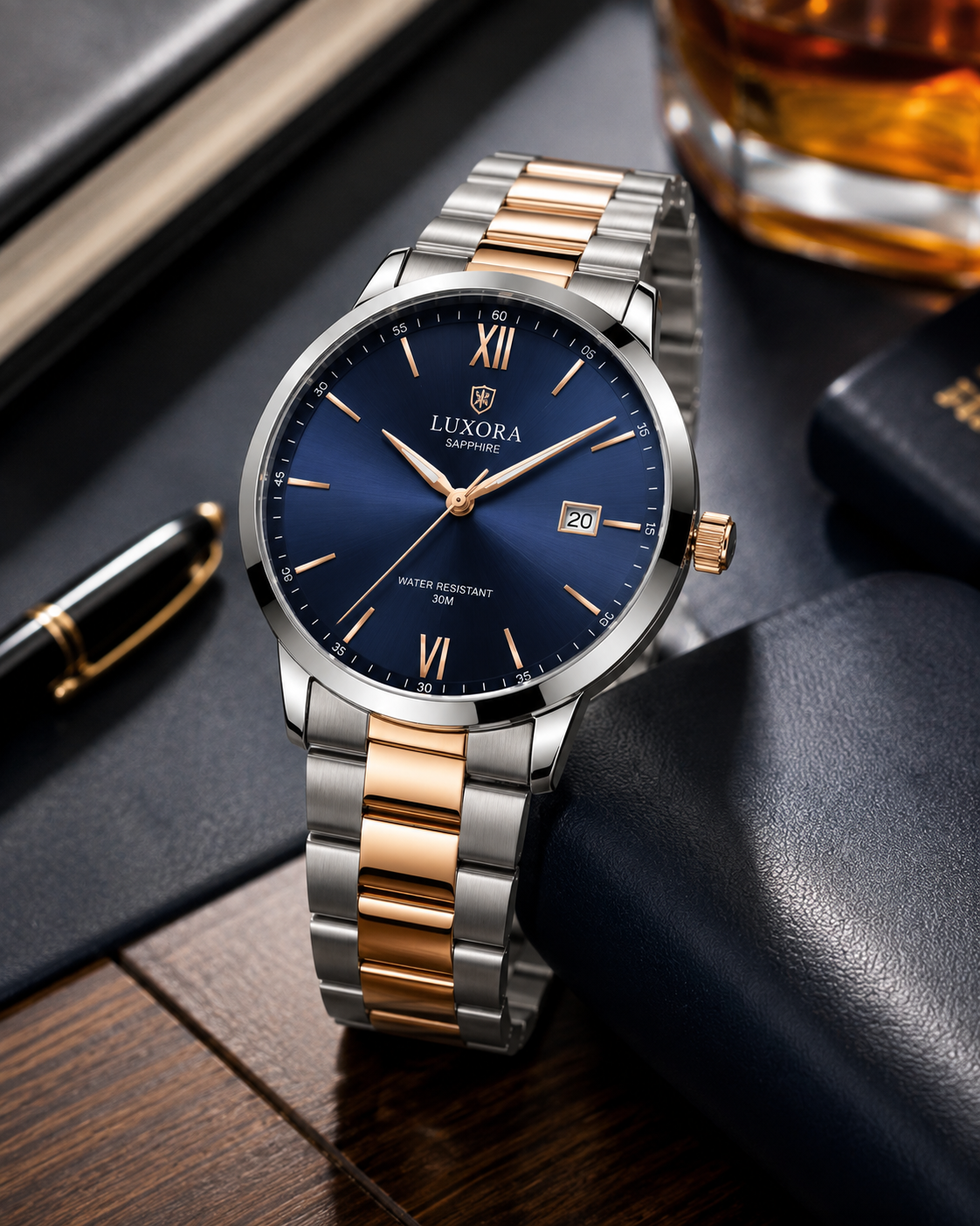 LUXORA Sapphire Blue Two-Tone Men’s Watch